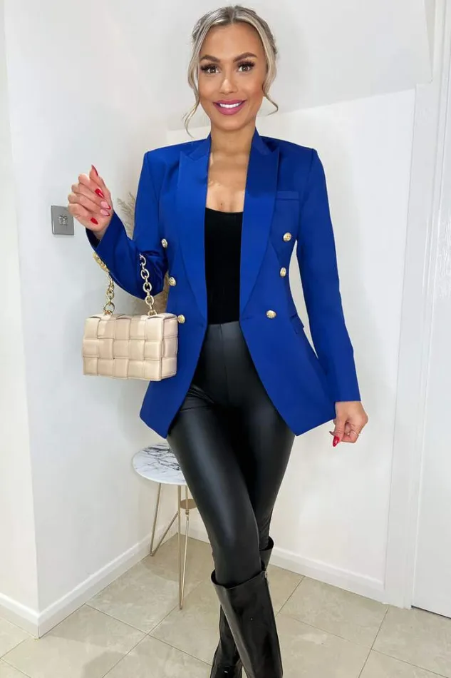 AX Paris Coats 038 Jackets Cobalt Blue Military Style Blazer