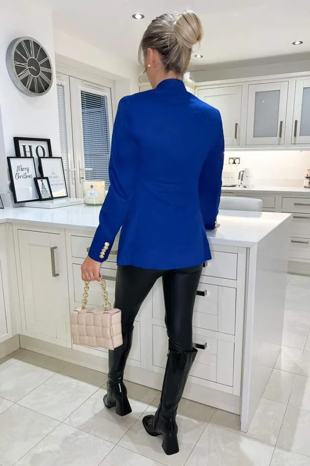 AX Paris Coats 038 Jackets Cobalt Blue Military Style Blazer