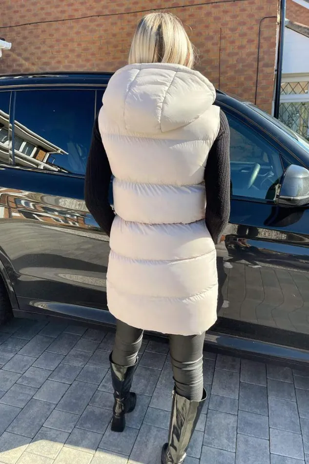 AX Paris Coats 038 Jackets Silver Drawstring Hooded Gilet