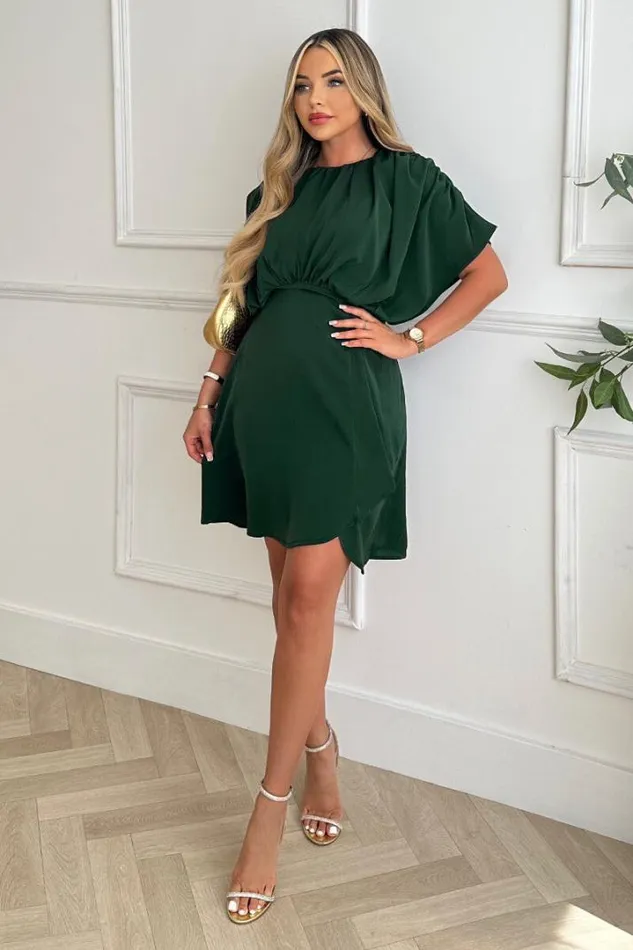 AX Paris Dresses Teal Batwing Gathered Top Mini Dress
