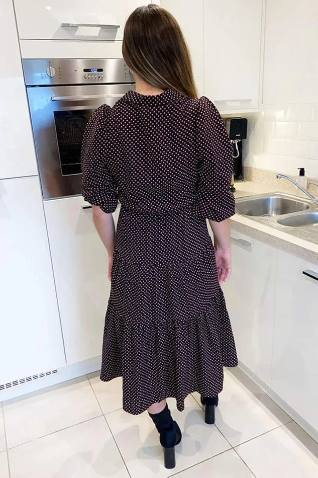 AX Paris Midi Dresses Black Square Printed Button Up Swing Dress
