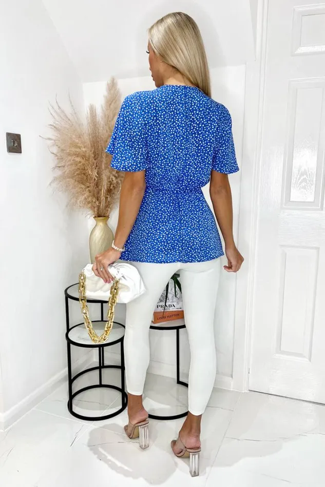 AX Paris Tops Blue Ditsy Floral VNeck Top