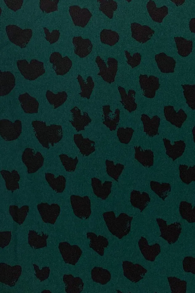 AX Paris Wedding Guest Dresses Teal Heart Printed Ruched Side Midi Dress