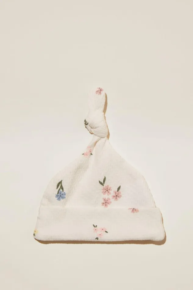 Baby Baby Essentials Cotton On Organic Pointelle Beanie Milksweet Floral