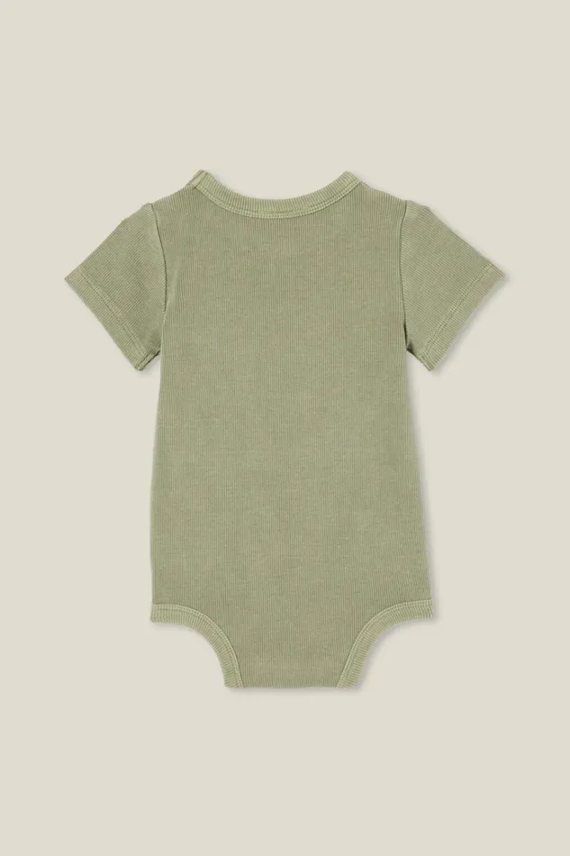 Baby Rompers and Bubbysuits Cotton On The Short Sleeve Rib Bubbysuit Silver Sage Wash Baby Rompers and Bubbysuits Cotton On The Short Sleeve Rib Bubbysuit Silver Sage Wash