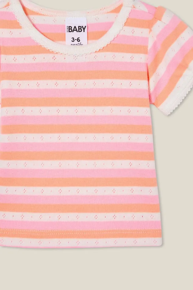 Baby Tops Jackets and Sweaters Cotton On Luna Pointelle Tee Vanillablush Pinktropical Orange Stripe Baby Tops Jackets and Sweaters Cotton On Luna Pointelle Tee Vanillablush Pinktropical Orange Stripe