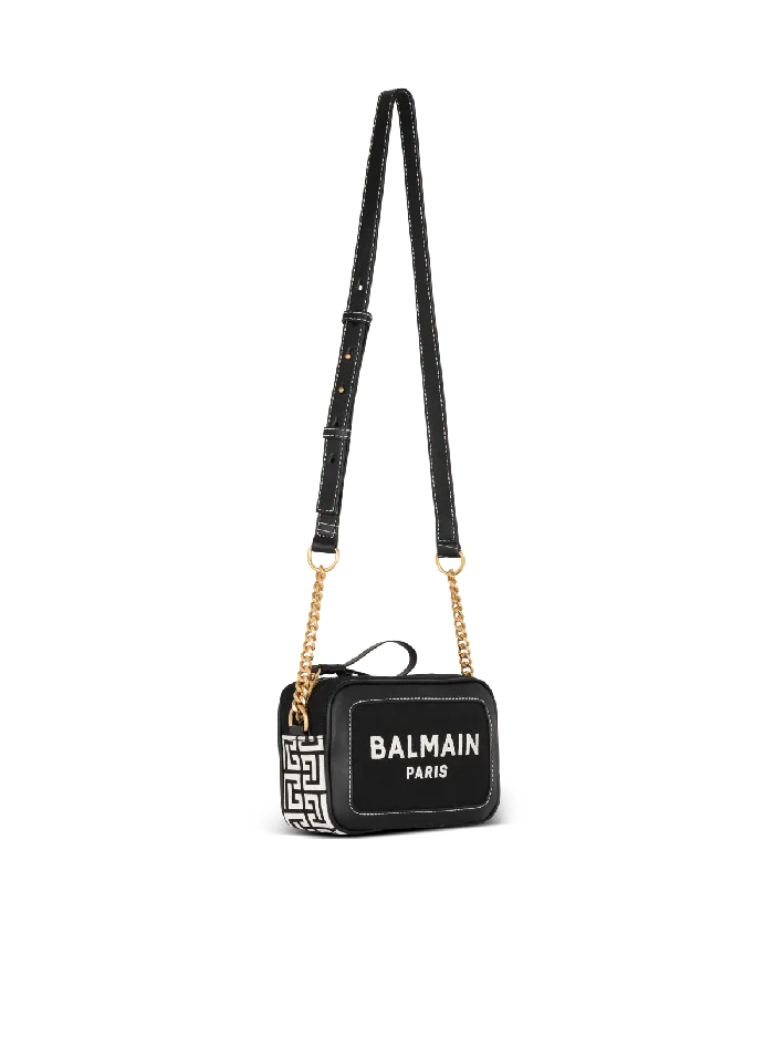 Balmain Crossbody Bags Women BArmy Canvas And Leather Clutch Black