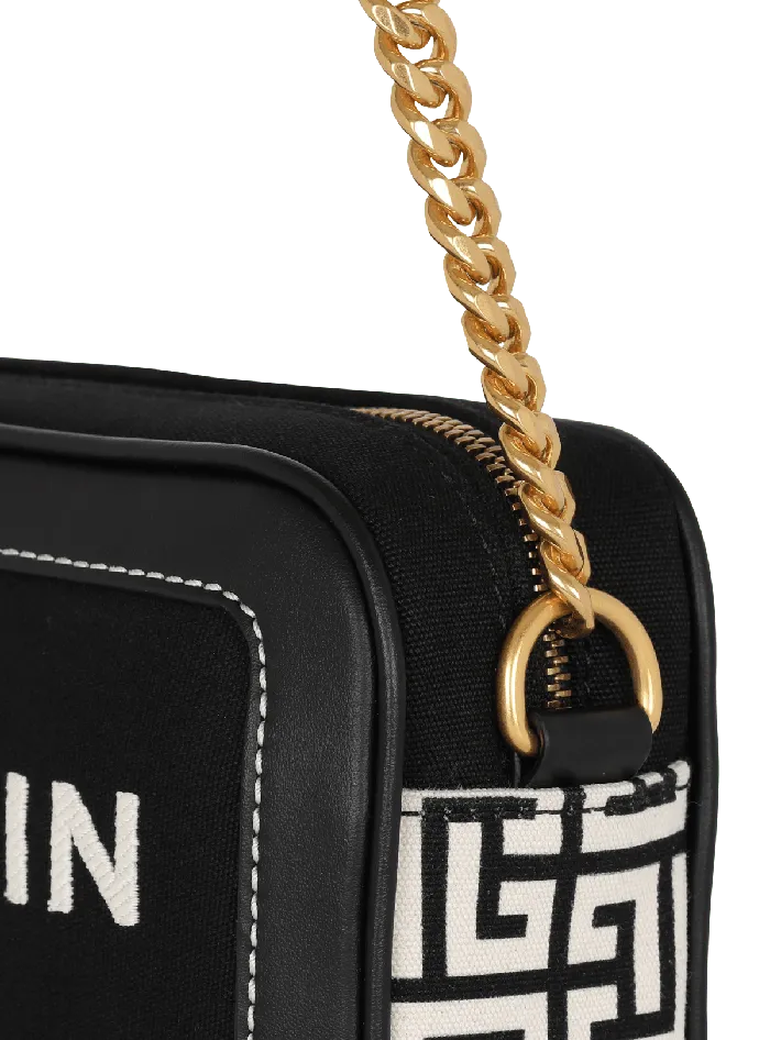 Balmain Crossbody Bags Women BArmy Canvas And Leather Clutch Black