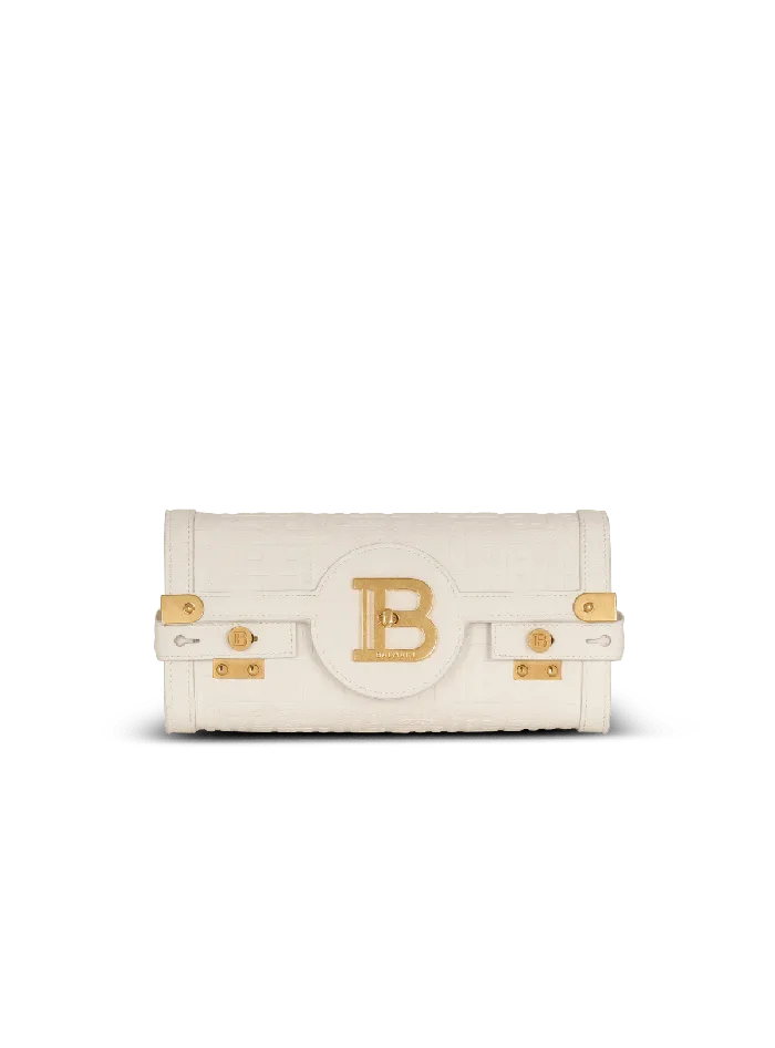 Balmain Crossbody Bags Women BBuzz 23 Monogrammed Grained Leather Clutch Beige