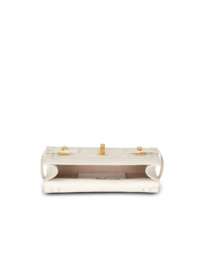 Balmain Crossbody Bags Women BBuzz 23 Monogrammed Grained Leather Clutch Beige