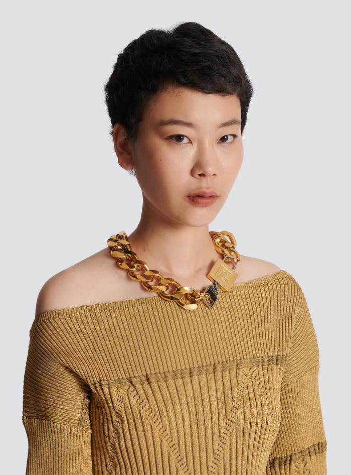 Balmain Fashion Jewelry Women KeyandLock Necklace Gold