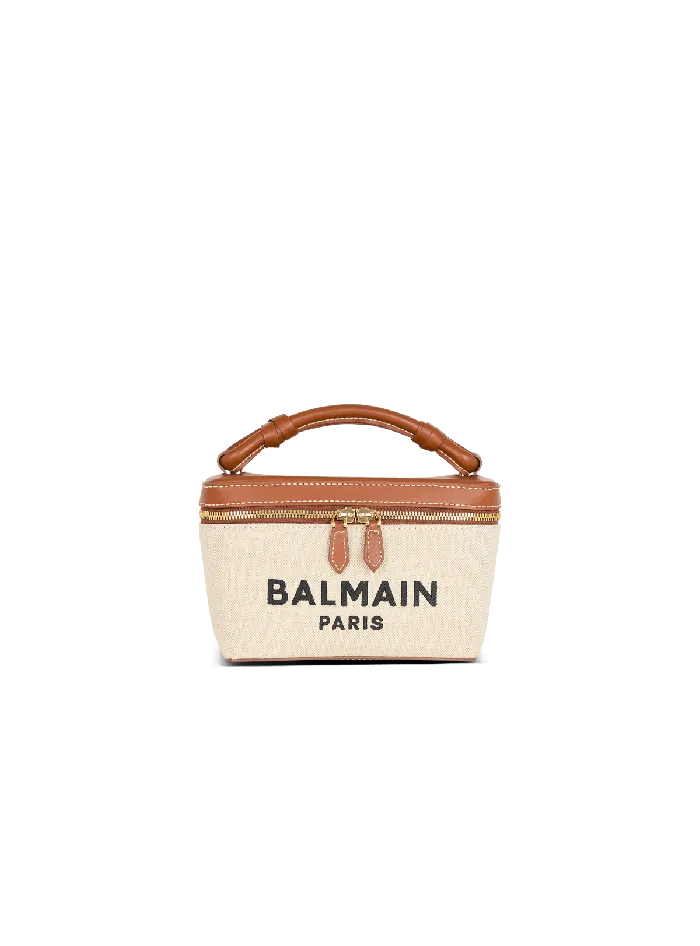 Balmain Handbags Women BArmy Vanity Case In Canvas And Leather Beige