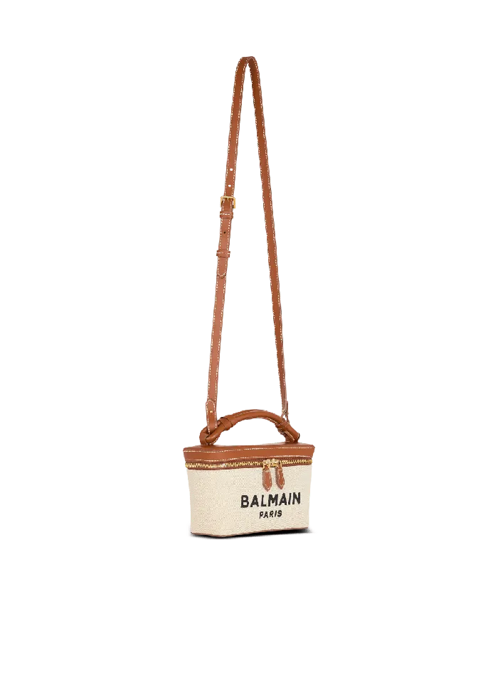 Balmain Handbags Women BArmy Vanity Case In Canvas And Leather Beige