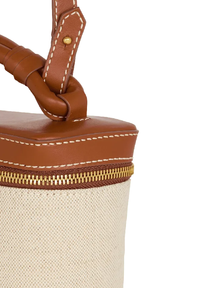 Balmain Handbags Women BArmy Vanity Case In Canvas And Leather Beige