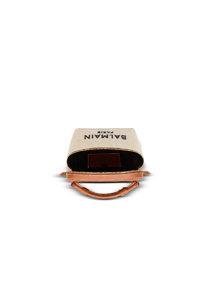 Balmain Handbags Women BArmy Vanity Case In Canvas And Leather Beige
