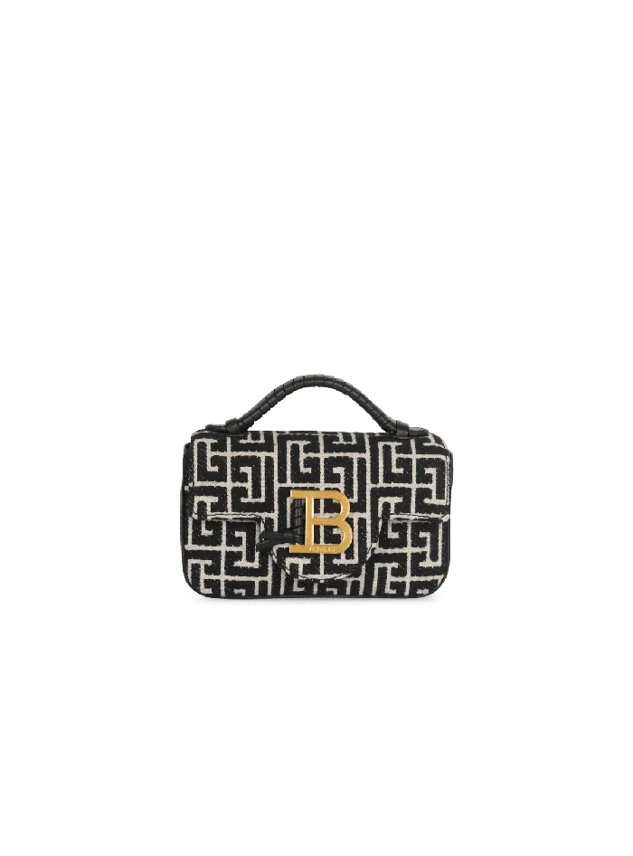 Balmain Handbags Women BBuzz Mini Monogrammed Jacquard Bag Black
