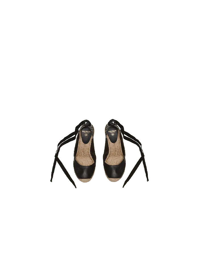 Balmain High Heels and Pumps Women Alex Monogram Jacquard And Leather Espadrilles Black