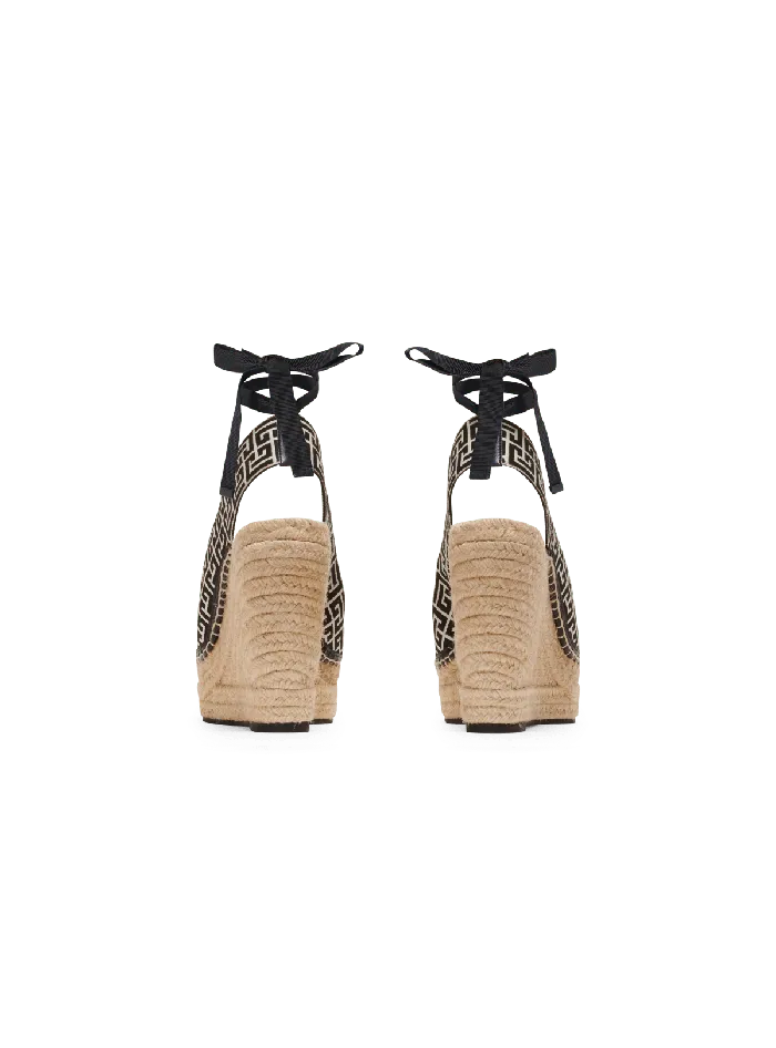 Balmain High Heels and Pumps Women Alex Monogram Jacquard And Leather Espadrilles Black