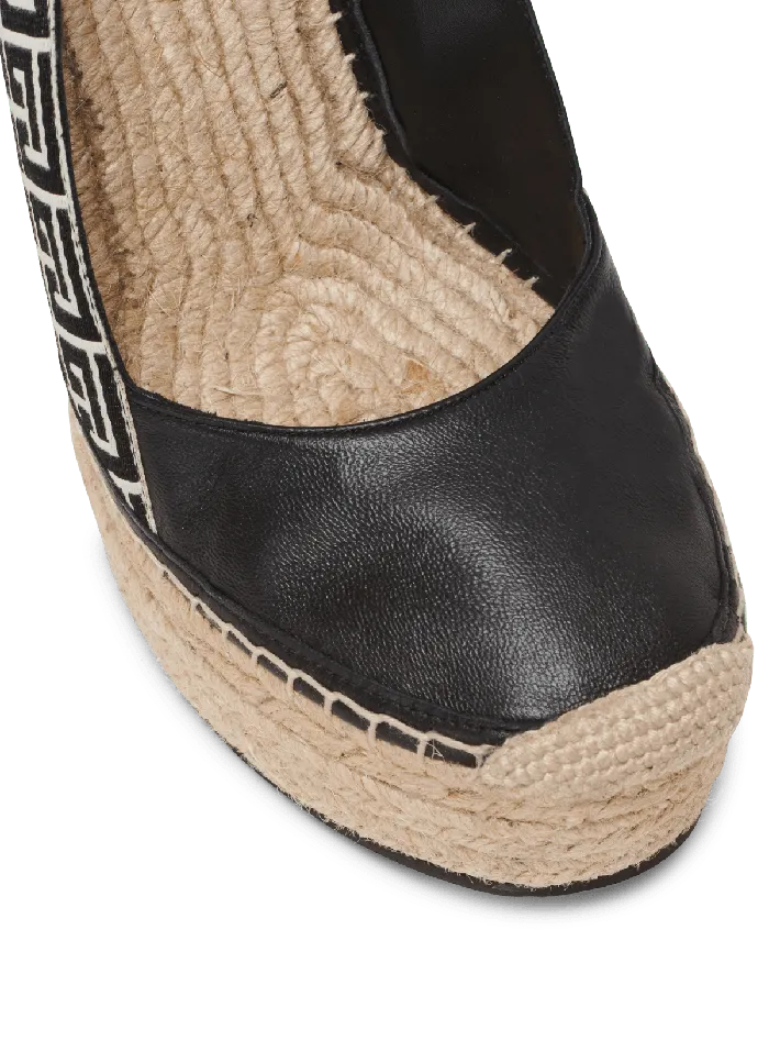 Balmain High Heels and Pumps Women Alex Monogram Jacquard And Leather Espadrilles Black