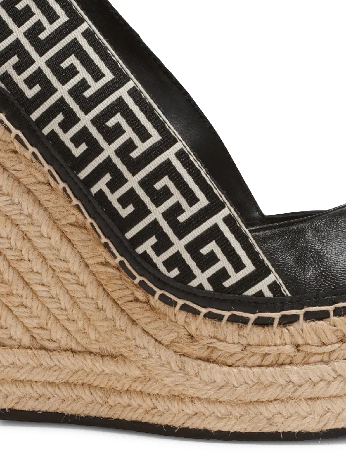 Balmain High Heels and Pumps Women Alex Monogram Jacquard And Leather Espadrilles Black