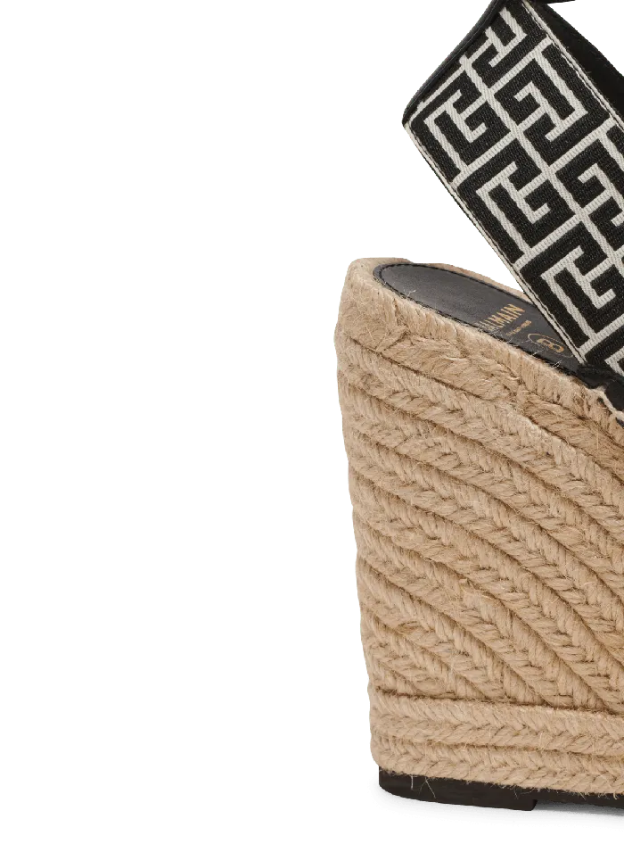 Balmain High Heels and Pumps Women Alex Monogram Jacquard And Leather Espadrilles Black