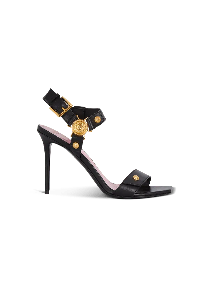 Balmain High Heels and Pumps Women Heeled Eva Sandals In Calfskin Black