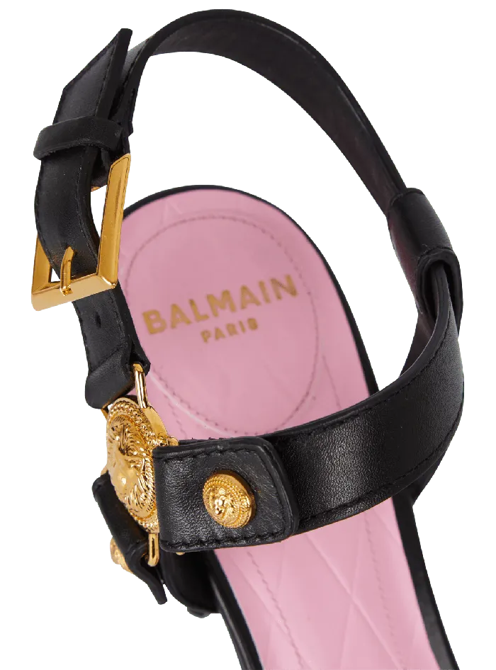 Balmain High Heels and Pumps Women Heeled Eva Sandals In Calfskin Black