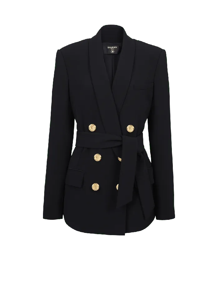 Balmain Jackets And Blazers Women Doublebreasted Fuchsia Ecodesigned Blazer Black