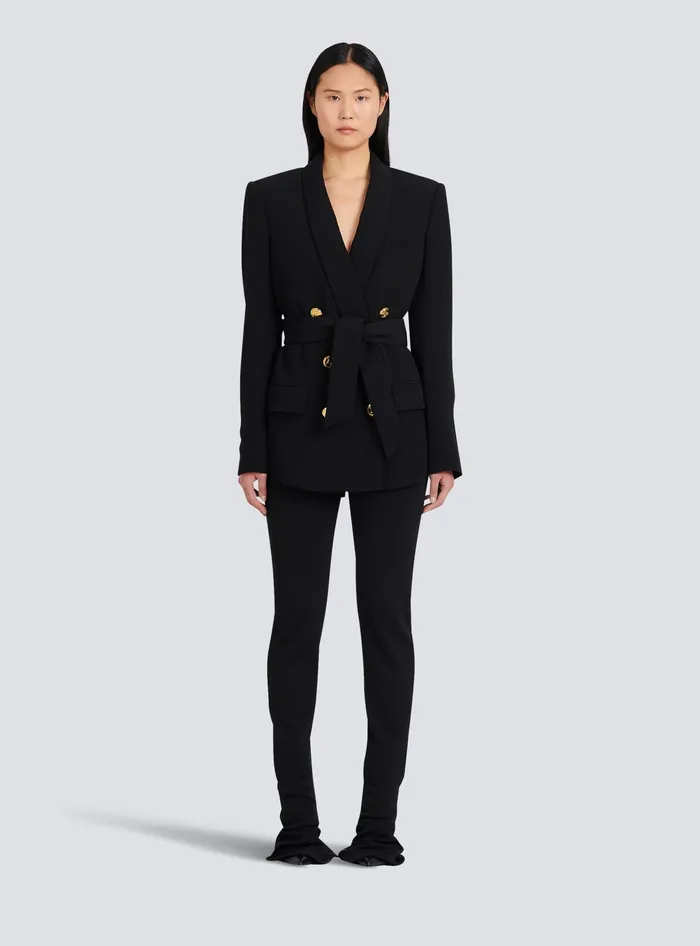 Balmain Jackets And Blazers Women Doublebreasted Fuchsia Ecodesigned Blazer Black