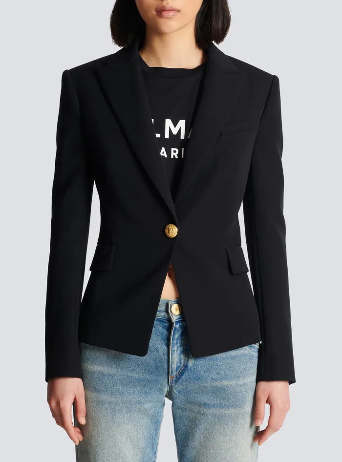 Balmain Jackets And Blazers Women Onebutton Wool Blazer Black