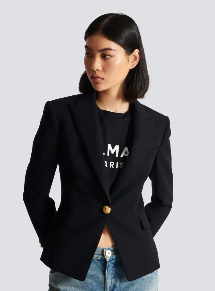 Balmain Jackets And Blazers Women Onebutton Wool Blazer Black