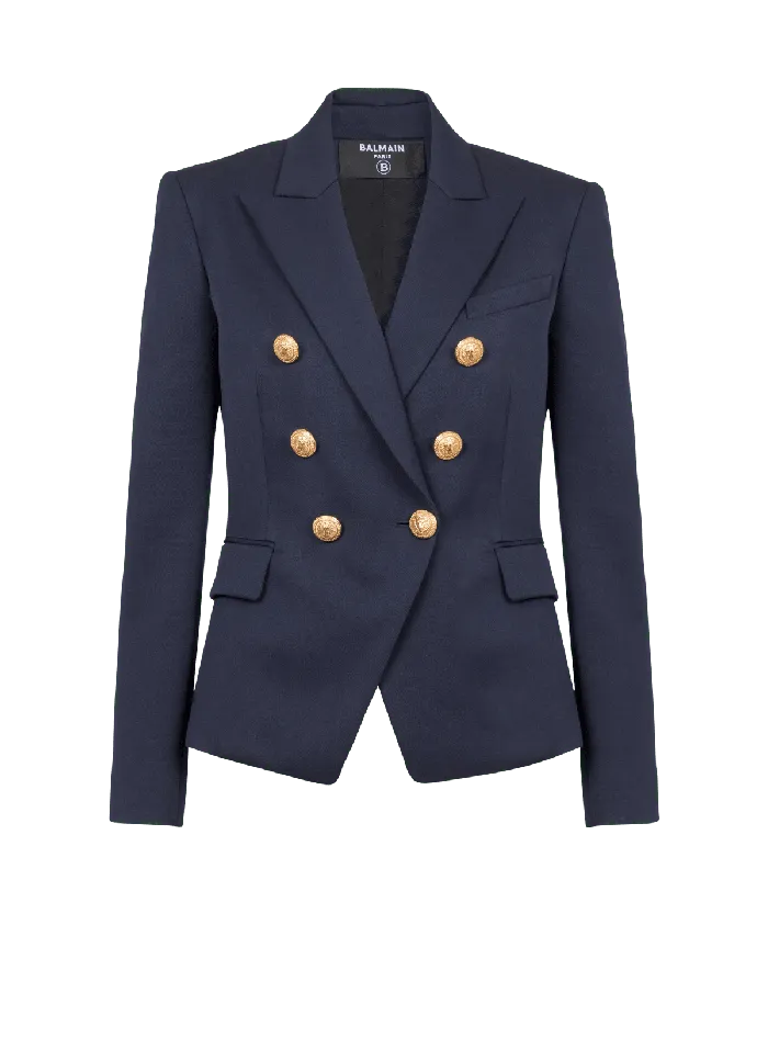 Balmain Jackets And Blazers Women Wool Doublebreasted Jacket Navy