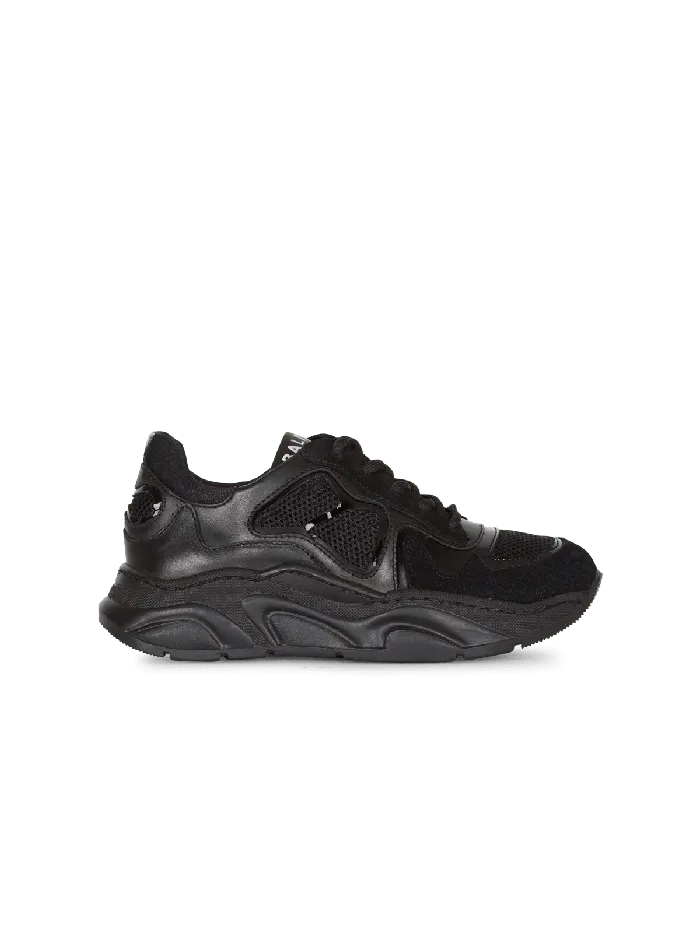 Balmain Kids Patent Leather And Suede Trainers Black