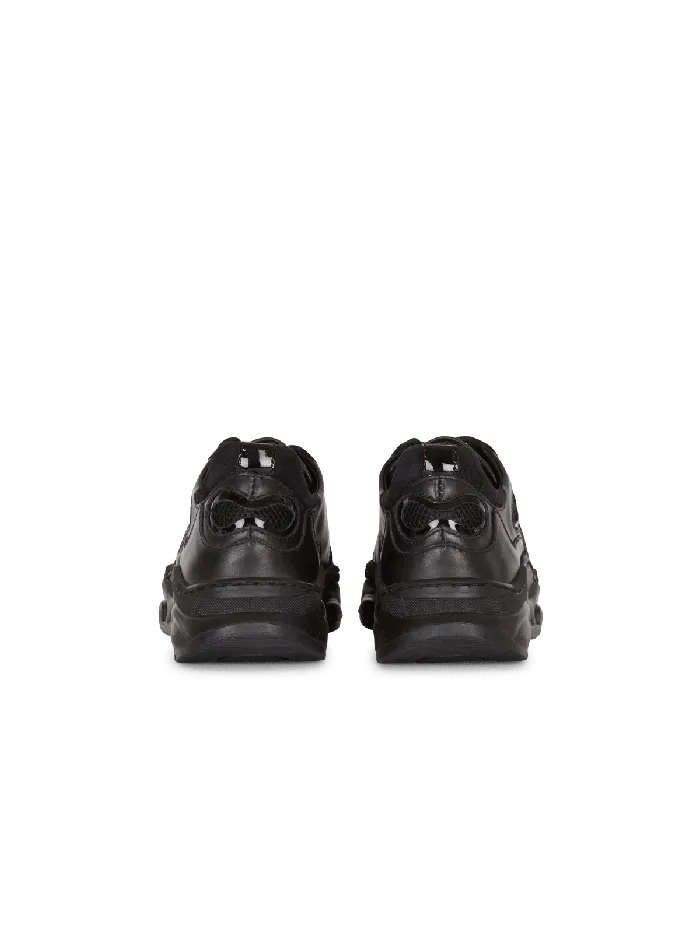 Balmain Kids Patent Leather And Suede Trainers Black