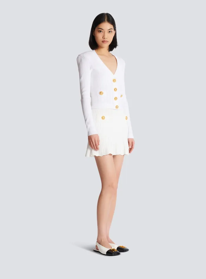 Balmain Knitwear Women Cropped Knit Cardigan White