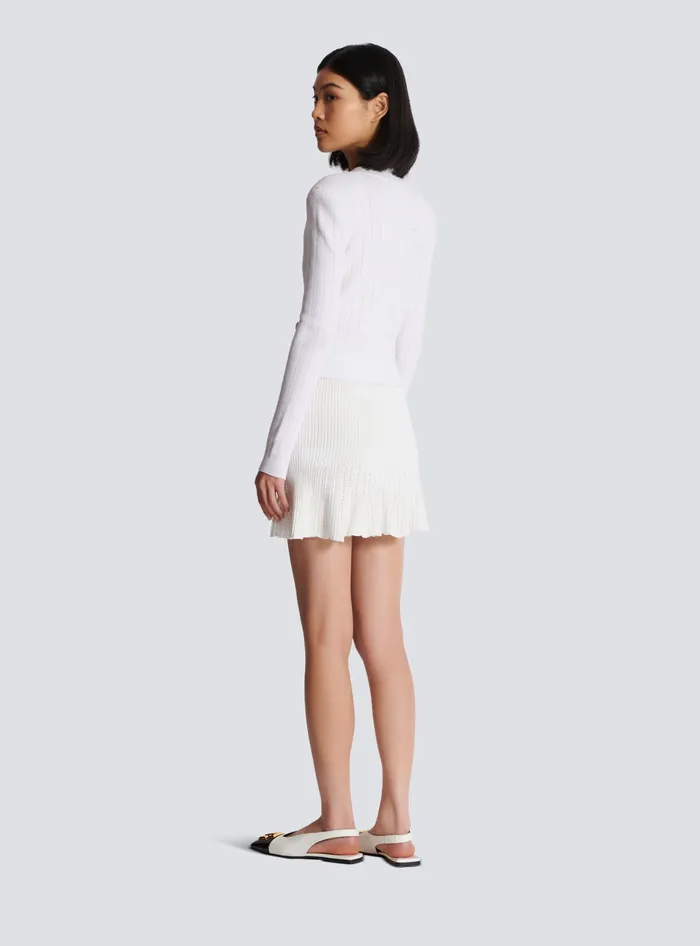 Balmain Knitwear Women Cropped Knit Cardigan White