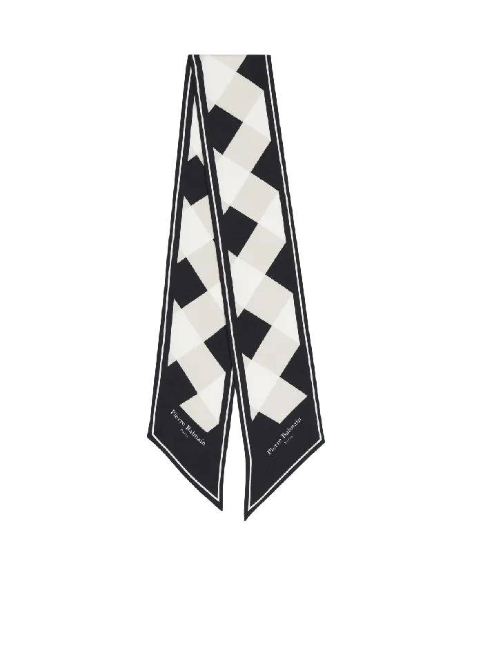 Balmain Scarves Women Gingham Silk Bandana Black