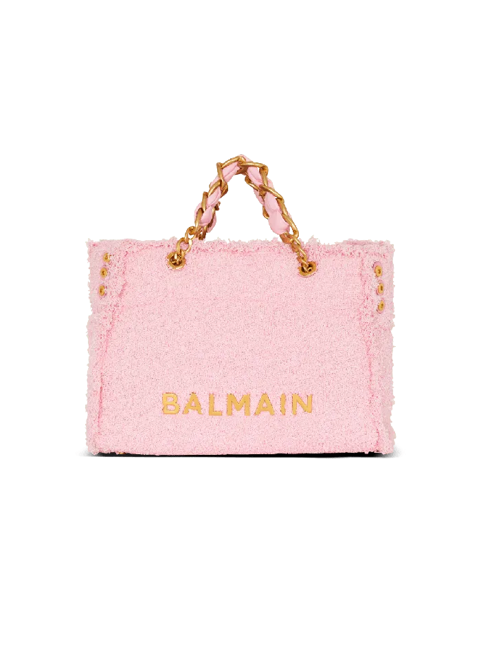 Balmain Shoulder Bags Women 1945 Soft Tweed Tote Bag Pink
