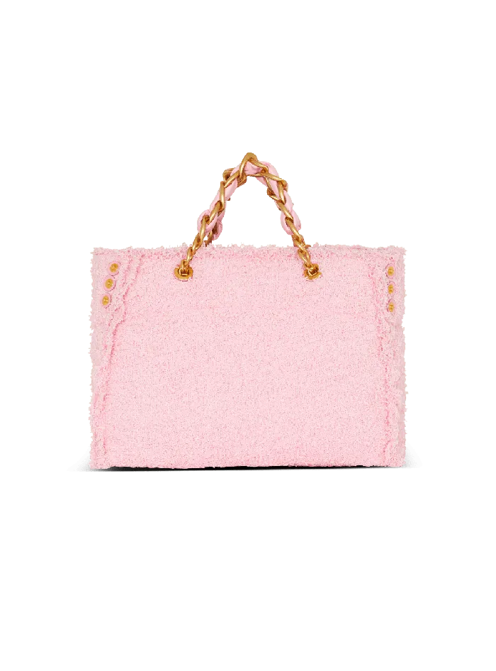 Balmain Shoulder Bags Women 1945 Soft Tweed Tote Bag Pink