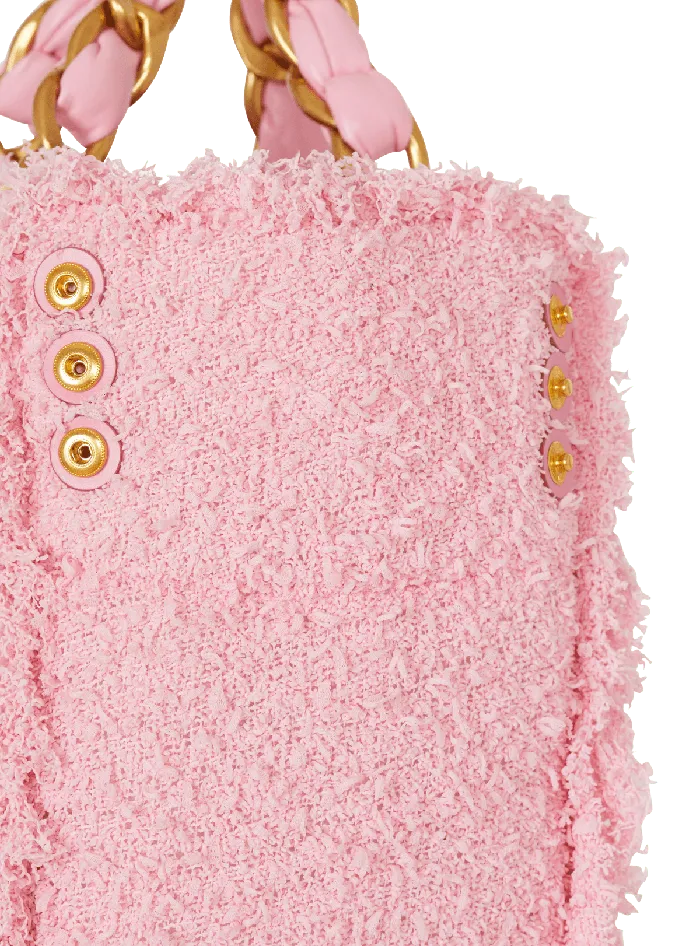 Balmain Shoulder Bags Women 1945 Soft Tweed Tote Bag Pink