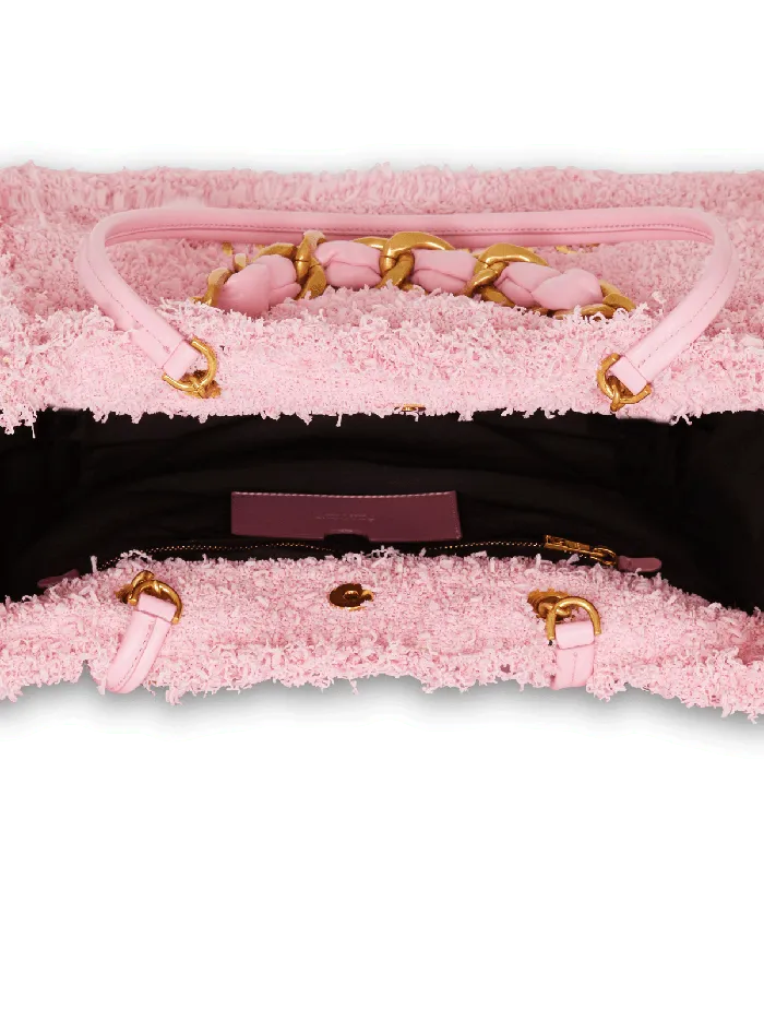 Balmain Shoulder Bags Women 1945 Soft Tweed Tote Bag Pink