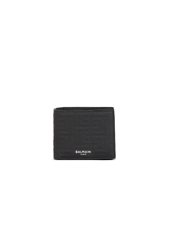 Balmain Small Leather Goods Men Leather Flap Wallet Black