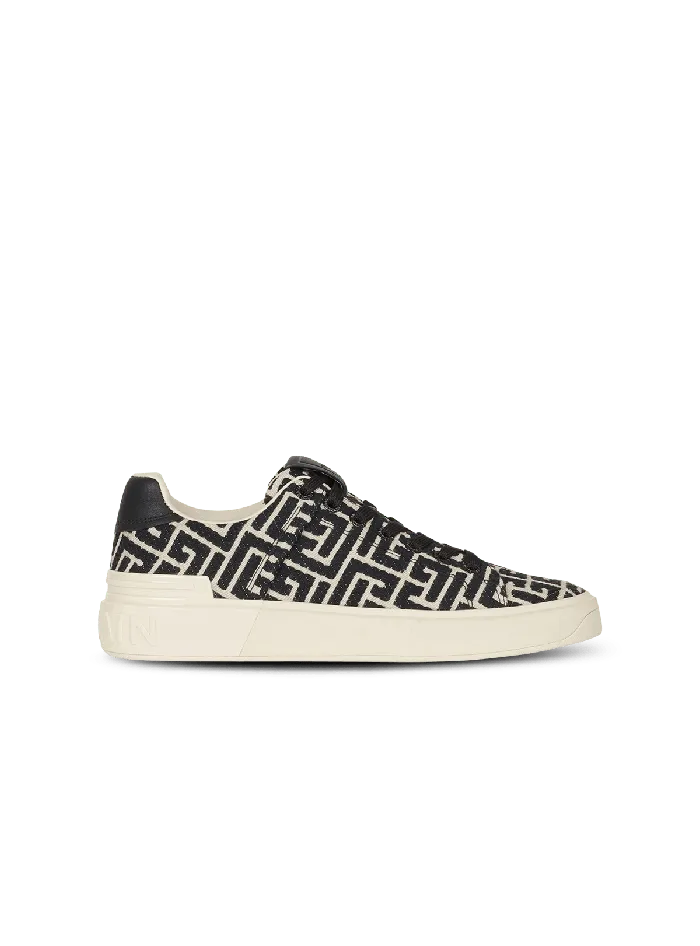 Balmain Sneakers Men Monogram Jacquard BCourt Sneakers White