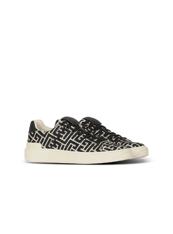Balmain Sneakers Men Monogram Jacquard BCourt Sneakers White