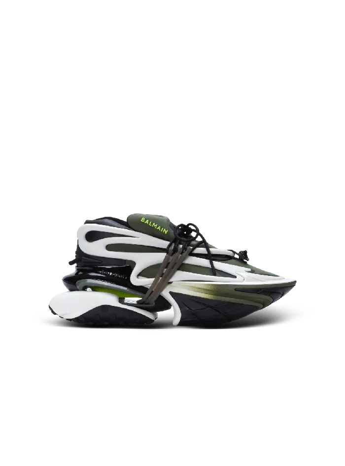 Balmain Sneakers Men Unicorn Lowtop Sneakers In Neoprene And Calfskin Khaki