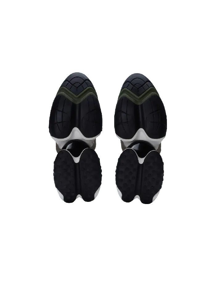 Balmain Sneakers Men Unicorn Lowtop Sneakers In Neoprene And Calfskin Khaki