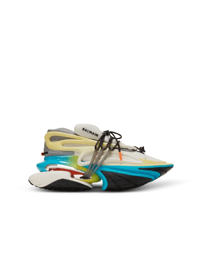 Balmain Sneakers Men Unicorn Low Trainers In Neoprene And Calfskin Multicolor