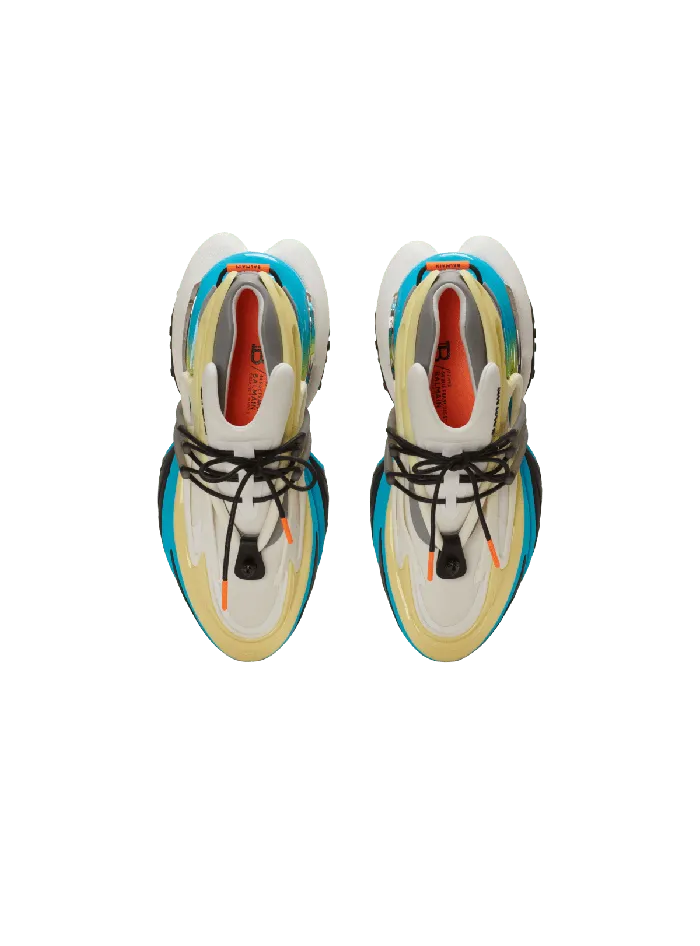 Balmain Sneakers Men Unicorn Low Trainers In Neoprene And Calfskin Multicolor