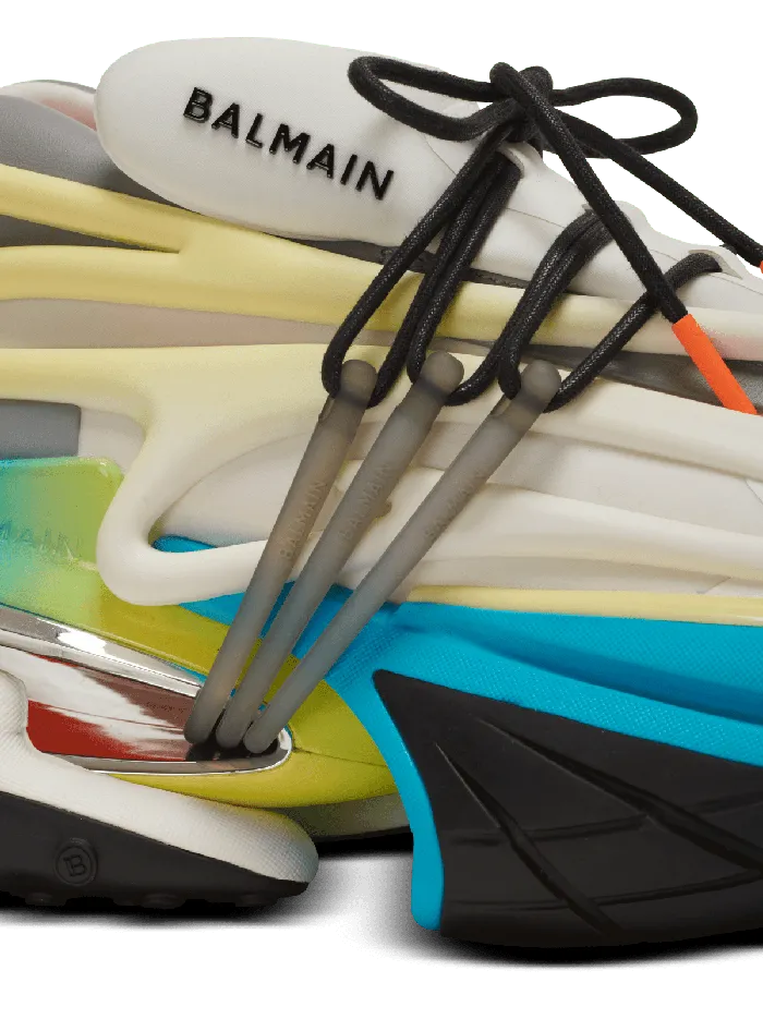 Balmain Sneakers Men Unicorn Low Trainers In Neoprene And Calfskin Multicolor