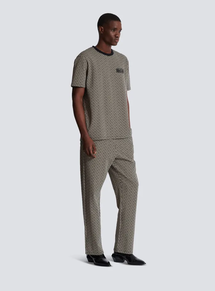 Balmain TShirts Men PB Labyrinth Jacquard Tshirt Black